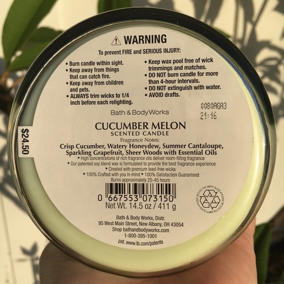 Cucumber Melon Candle Bath Body Works - Picture 2 of 2